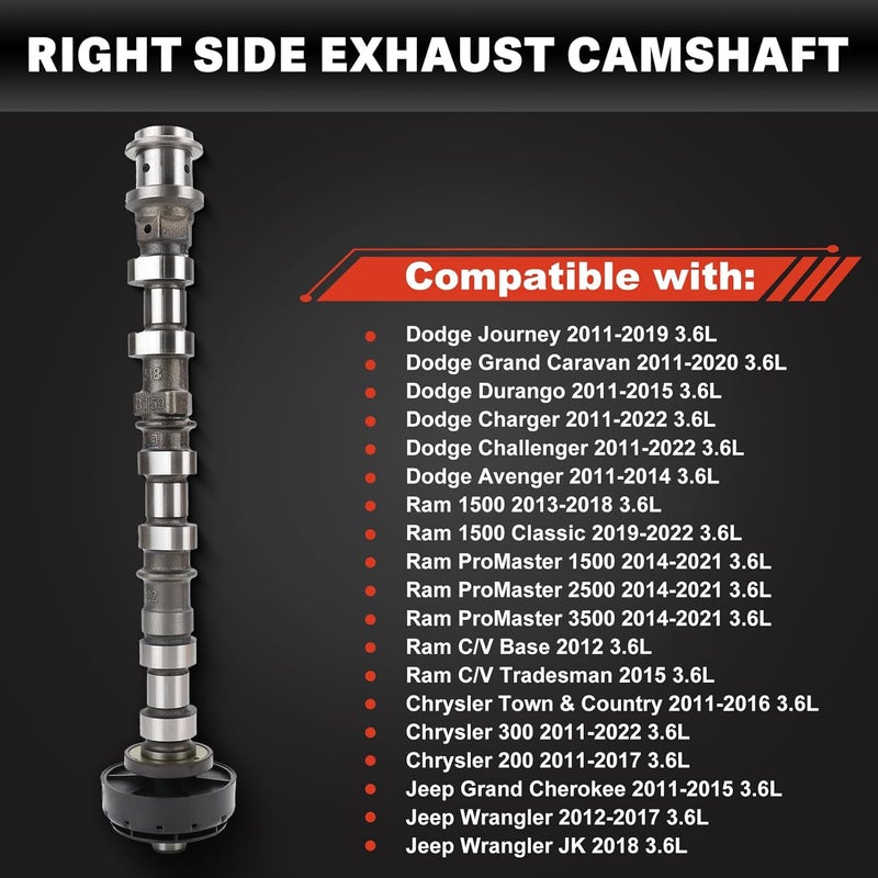 USTAR Right Side Exhaust Camshaft for Jeep, Dodge, Chrysler & Ram 3.6L V6 Models 05184378AH, 5184378AE, 5184378AF, 5184378AD, 5184378AG - Image 2